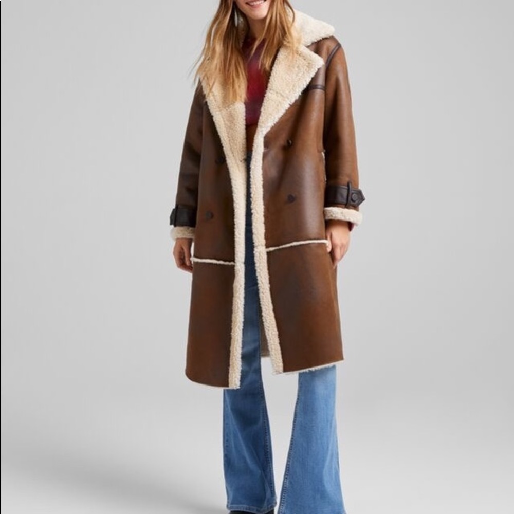 Long faux shearling coat